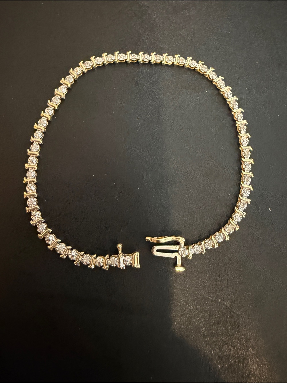 MGM Jewelry Inc 10K Gold Diamond Tennis Bracelet Safety Clasp Delicate Dainty